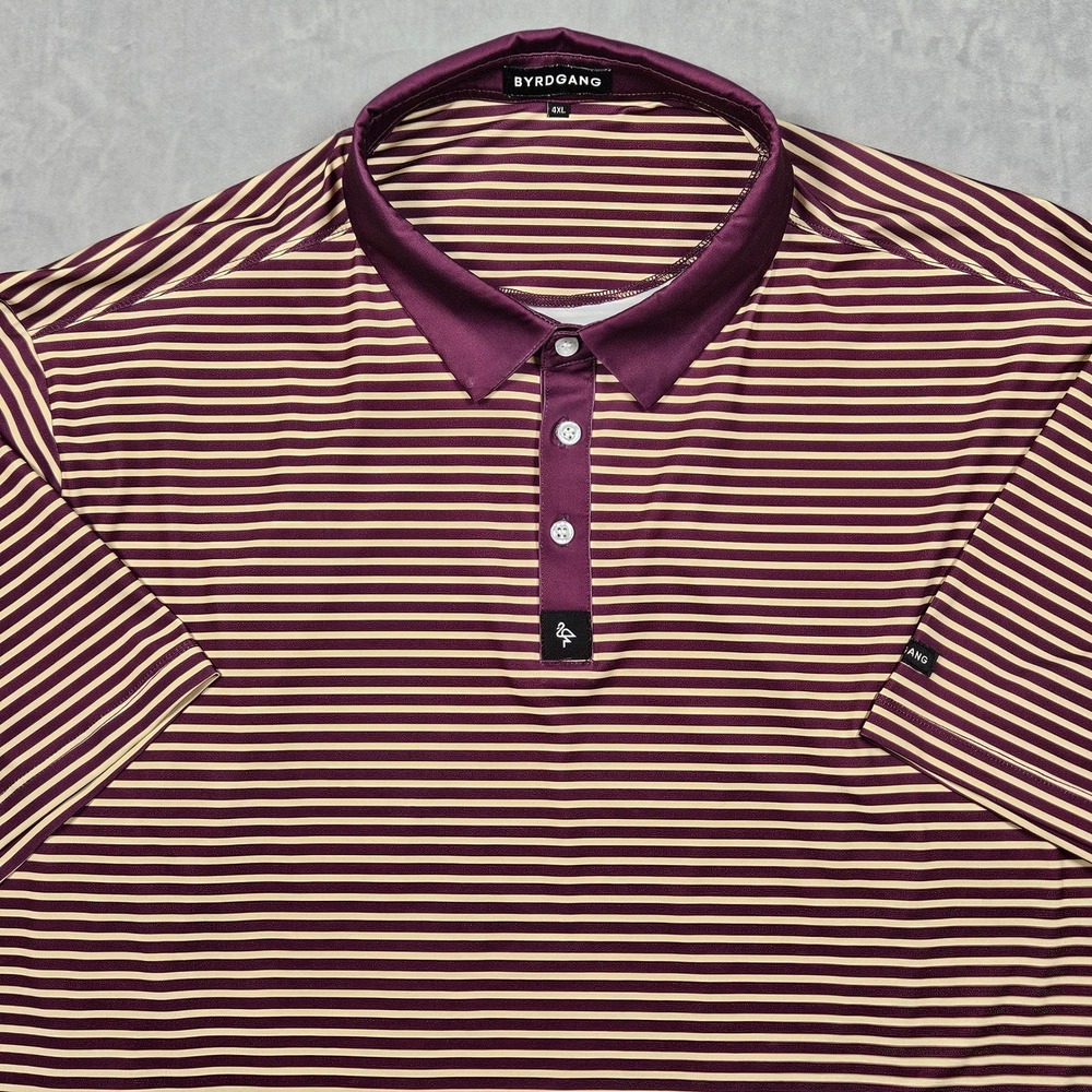 Byrdgang Polo Shirt Mens 4XL Purple Striped Performance Golf Lightweight